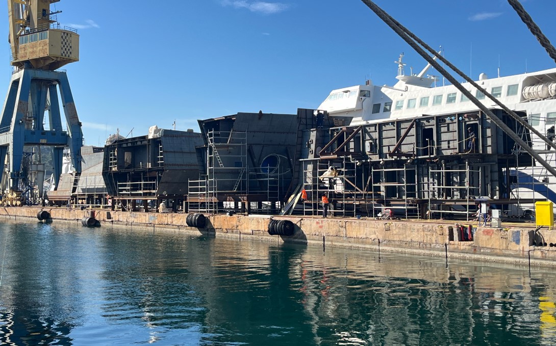 Blocks of Greek frigate “Formion” currently in France for assembly